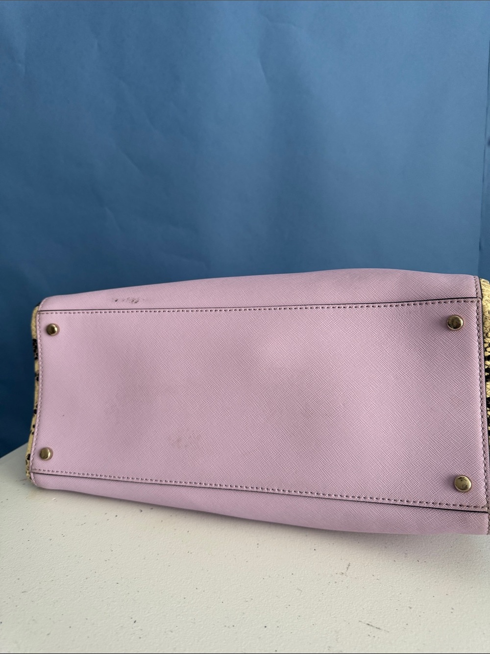 kate spade Lilac Satchel with Yellow Snake-Accent Trim - Picture 7 of 16